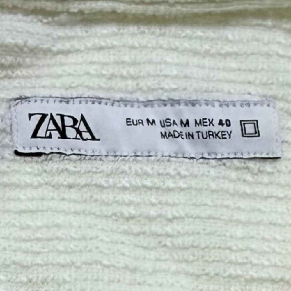 Zara Textured Button Up Shirt Women Medium Cream NEW Short Sleeve 7545/282/712 - Picture 3 of 5